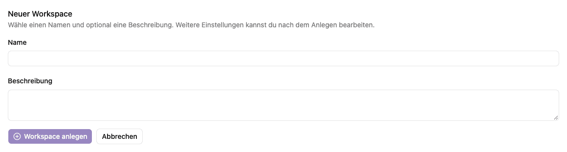 Formular zum Anlegen eines Arbeitsplatzes