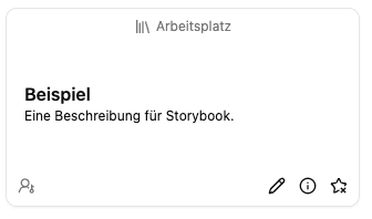 Arbeitsplatzkarte mit Beschreibung und Aktionen