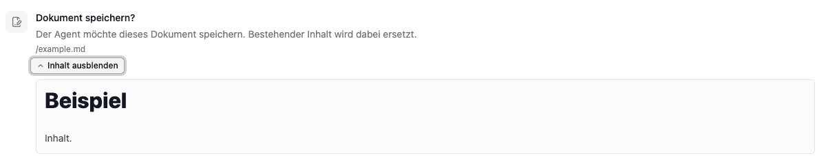 Schreibfreigabe mit eingeblendetem Dokumentinhalt
