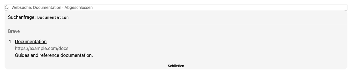 Ergebnis einer Websuche mit Quellen
