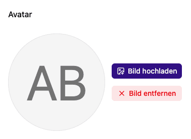 Profilbild mit Upload- und Entfernen-Aktionen